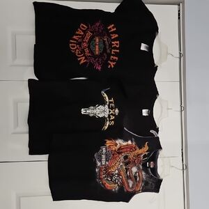 Harley-Davidson Black and Orange Graphic Tees